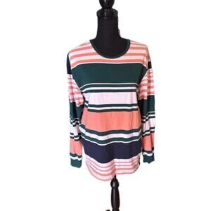 PacSun Striped Green & Peach Long-Sleeve Shirt – Size M